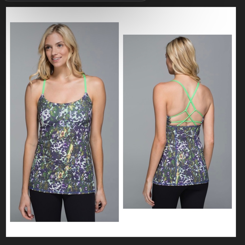 Lululemon Dancing Warrior Tank Floral Sport White Multi / Pistachio
